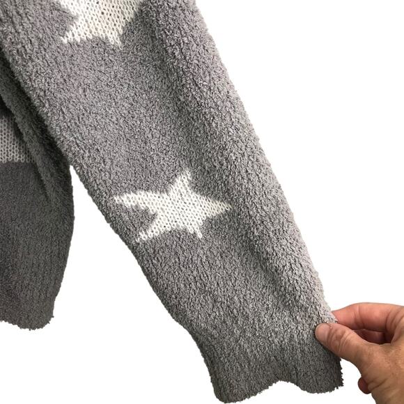 Polaris‎ Fleece Sweater Womens Sz M Gray White Stars Hooded Long Sleeves V-Neck - Picture 5 of 8